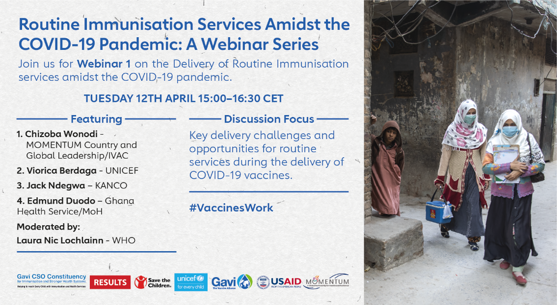 Join the webinar on “The Delivery of Routine Immunisation Services Amidst the COVID-19 Pandemic” on Tuesday, 12 April 2022 between 15:00 and 16:30 CET.